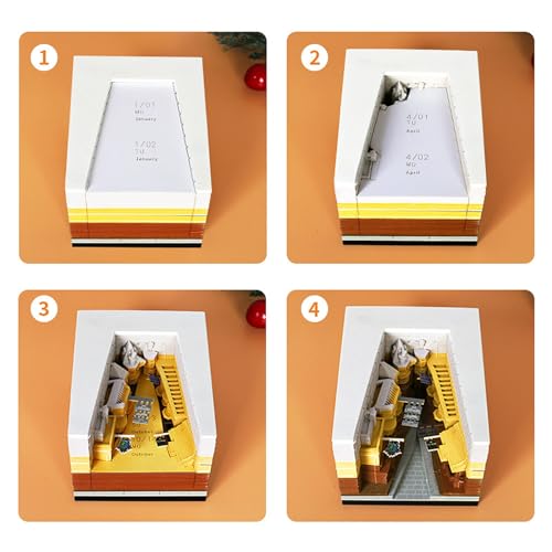 3D Calendar 2025 Time Piece Calendar, Tear-Away Notepad with LED Lights, Creative 3D Memo Artsy Pad Calendar, DIY Paper Carving Gift (Yellow) - Thumbnail 5