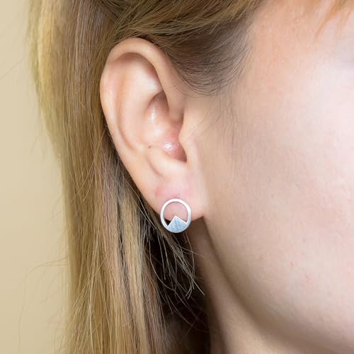 Boma Jewelry Sterling Silver Geometric Circle Triangle Stud Earrings with Brushed Matte Finish2