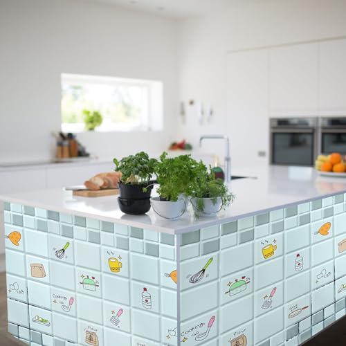 Image of SARVATRAY Self-Adhesive Wallpaper, Kitchen Oil Proof Heat Resistant Stickers, Vinyl Sheet for Wall 2 X 6.5 SQ FT (2 M Kitchen Style Grey WS)