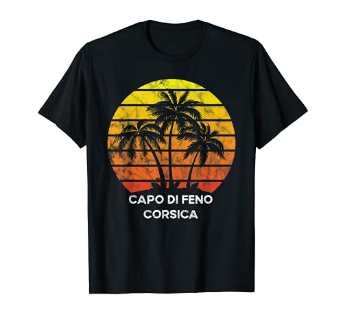 Palmera de coco retro vintage al atardecer Capo di feno, Cór Camiseta