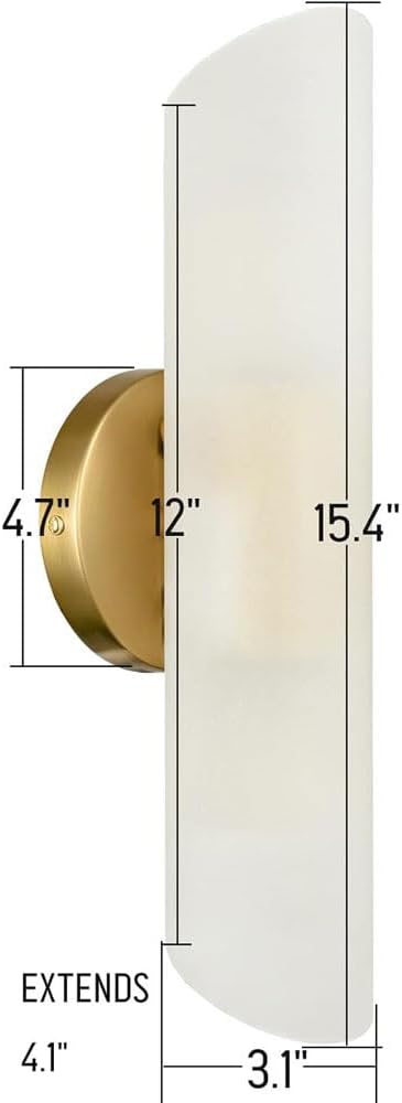 Mid Century Glass Bathroom Wall Light Long Tube Bedroom Wall Sconce Light for Vanity Lighting Nordic Cream Style Milk White 2-Light Decoration Wall Lamp for Corridor Loft Hall Hotel Room