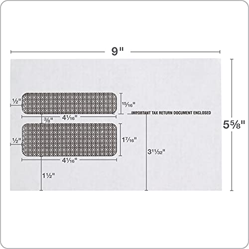 Tops W-2 Envelopes, For Standard Irs W2 Forms, Gummed Double Window Security Envelopes, 5-5/8" X 9", 50 Per Pack (Tx2219Lr) #TOP1