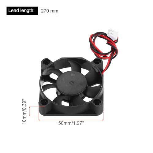 MECCANIXITY 2 Pcs DC12V Brushless Cooling Fan 0.08A 50x50x10mm 2Pin 2Wire High Speed Quiet for 3D Printer Computer Case Video Equipment DIY Ventilation Project 1500-2200RPM by MECCANIXITY - Image 2