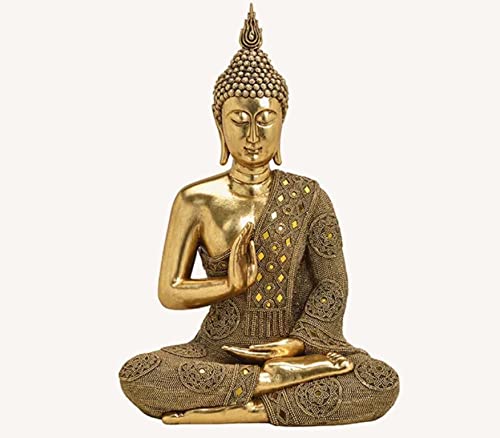 Wurm Figura de Buda de 48 cm, gran estatua tailandesa de Budda, gesto de Abhaya Mudra