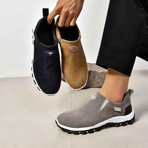 Classic Outdoor Breathable Lightweight Walking Shoes, Outdoor Waterproof Wear-Resistant Sawbehind Leather Shoes Men, Spacious Toe Area, Arch Support2