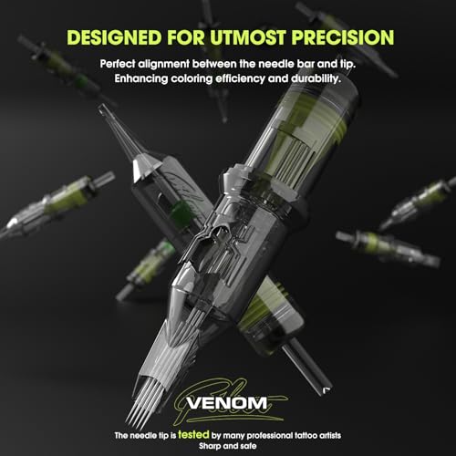 EZ Tattoo Nadeln Set - 50Stück #10 Gemischt (3RL 5RL 7RL 9RL 3RS 7RS 9RS 9M1 7RM 9RM) Bugpin Tattoo Nadeln für Tattoo Maschine - Venom