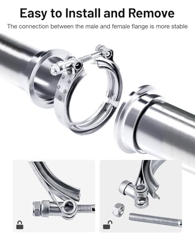 Image of EVIL ENERGY V Band Clamp with Flange Male Female Stainless Steel (1, 2.36 inch)