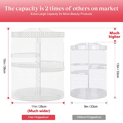 Awenia Makeup Organizer 360-Degree Rotating, Adjustable Makeup Storage, 7 Layers Large Capacity Cosmetic Storage Unit, Fits Different Types Of Cosmetics And Accessories, Plus Size(Acrylic Clear) #TOP1