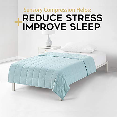 YnM Weighted Blanket,Heavy 100 Percent Oeko-Tex Certified Cotton Material(Light Blue, 80''x87'' 30lbs), Two Persons(140~240lb) Sharing Use on Queen/King Bed | A Duvet Included