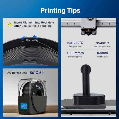 Image of Conductive PLA Filament 1.75mm, 1kg - Electrically Conductive 3D Printer Filament for ESD Protection, Sensors & Functional Prototypes - Compatible with FDM Printers, Black, Matte Plastic Spool