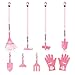 Hortem Les outils de jardinage pour enfants comprennent de longs outils en métal avec tête flamant rose 3D, pelle, bine, gants de jardin pour enfants, cadeaux de jardinage pour enfants