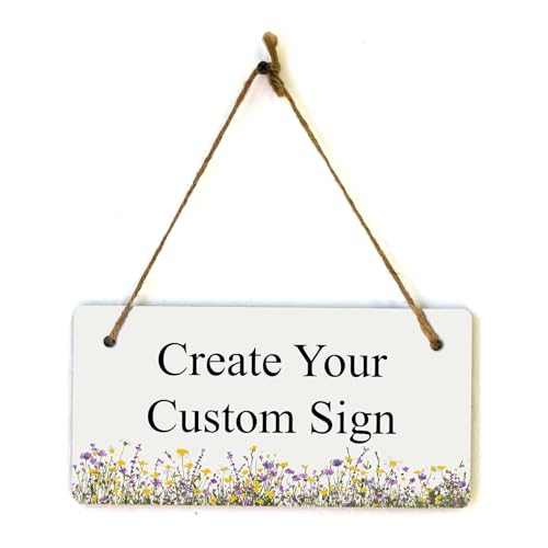 Signs ByLITA Wildflower Meadow Personalized Hanging Wall or Door Sign (5 x 10") | Custom Signage for Your Home & Business