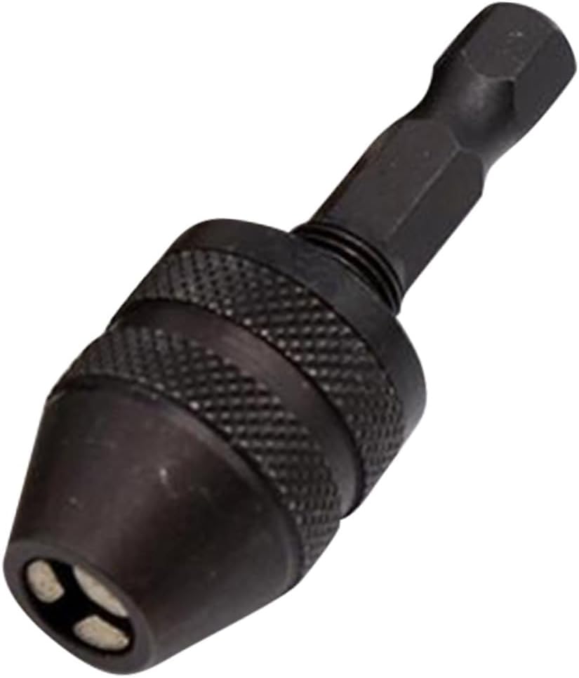 Keyless 3 Jaw Drill Chuck Adapter for Impact Driver, 0.3-6.5mm | Alloy Body, Silver Finish, Anti Rusting Design, Locks onto Bits, for Hand Drill Use