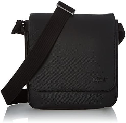 Lacoste NH2341HC Men's Flap Crossover Bag Messenger Bags, Black, One Size