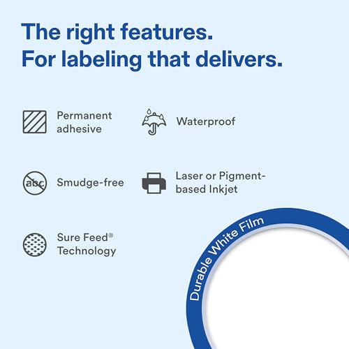 Avery Durable White Rectangle Waterproof Labels, 2.5" x 4", Laser/Pigment-Based Inkjet Printer Compatible, 400 Printable Labels Total, Great for Branding, Packaging, and More by Avery - Used condition - Image 2