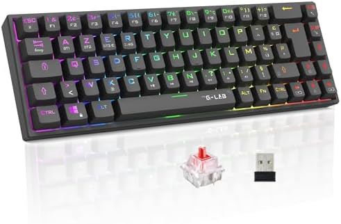 Produits high tech 57 The G-Lab - Keyz Titanium WL - Clavier Gaming sans Fil 65% AZERTY FR- Clavier Mecanique Switch Rouge, RGB 100% Personnalisable, Macros programmables - sans Fil PC, PS4, PS5, Xbox – Noir