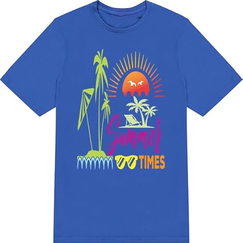 iprintop Men's Tropical Print Vacation T-Shirt - Royal Blue, Summer-Ready Cotton! (UK, Alpha, XXL, Regular, Regular, Black)