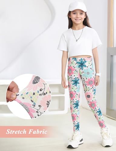 Happy Cherry Girls Printed Leggings 3 Pack Athletic Leggings for Girls 4-13 Years Yoga Pants Tights Trousers for Kids2