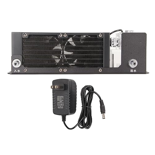 Water Cooling System, Aluminum with 2 Fans, G1/4 Threaded Interface for PC CPU Computer, 250ml Capacity, US Plug 100-240V
