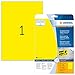 Produktbild HERMA 8033 Wetterfeste Folien-Etiketten DIN A4 (210 x 297 mm, 25 Blatt, Polyesterfolie, matt) selbstklebend, bedruckbar, extrem stark haftende Outdoor Signal-Etiketten, 25 Klebeetiketten, gelb