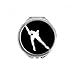 Winter Skating Sport Black Outline Hand Compact Mirror Round Portable Pocket Glass