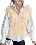 Lueluoye Beige Sweaters for Women Lightweight Oversized Tank Tops 2025 Trendy Cap Seeve Tunic Blouses M