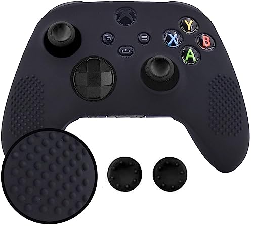Image of TMG X Series X /S Controller Skin,Anti-Slip Protector Set Compatible with X Series X /S Controller-Silicone Cover with 2 Thumb Grips Caps (Black)