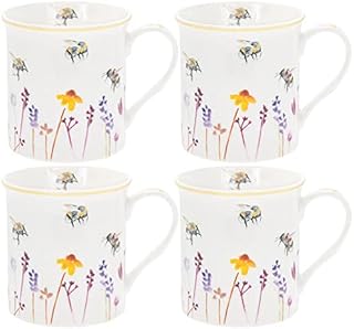 Lesser & Pavey Pretty Water Colour Busy Bees Design Mugs (Set of 4)