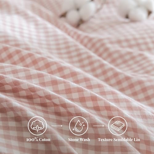 Linge de lit avec fermeture éclair rose vichy pour chambre