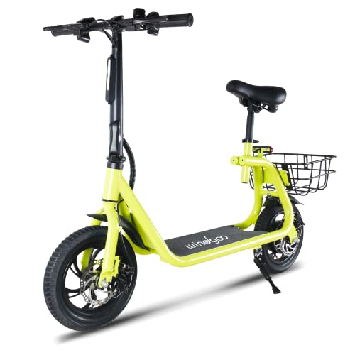 Elektro Scooter, Windgoo E-Scooter mit Doppelbremsen und 36V 7.8AH Lithium Akku, elektroroller mit Korb