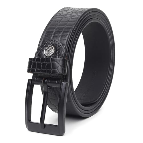 Image of HAYES LONDON Belts for Men Leather Original, Formal & Casual Leather Belt with Solid Metal Curved Buckle