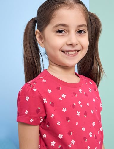 Image of Amazon Brand - Symbol Girls 100% Cotton Graphic Printed Half Sleeves T-Shirt | Age 2-14 Years (Combo Pack of 3 and 5)