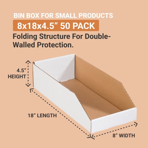 Image of AVIDITI Shipping Boxes Medium 8 inchL x 18 inchW x 4.5 inchH, 50-Pack, Corrugated Cardboard Box for Packing, Shipping and Storage