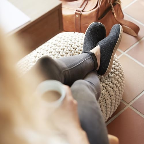 Image of Glerups 100% quality wool mix Slipper with leather sole - Unisex Slip-on
