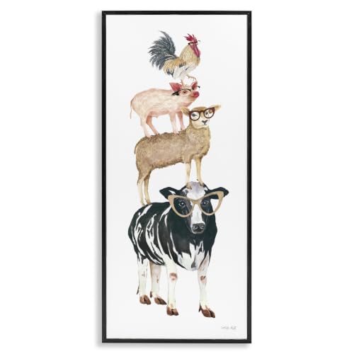 'Stacked Farm Animals Wearing Glasses'| Framed Giclee Art