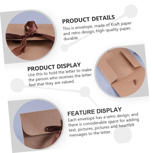 Enveloppes rétro kraft pour invitations lettres format vintage x10 - 2