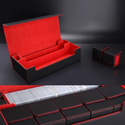 Scimi Caixa de armazenamento de cartões MTG TCG Deck Case comporta 5 janelas decks caixa de cartão o