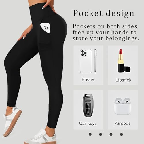 Dimore Leggings for Women with Pockets,Womens Workout Leggings High Waisted Yoga Pants for Tummy Control Gym3