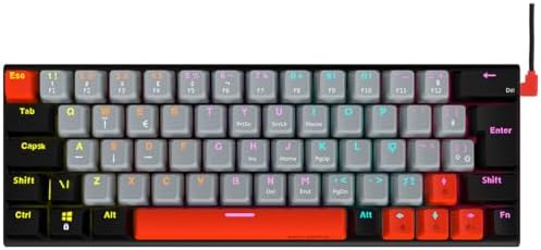 TECLADO GAMER MECANICO PCYES KUROMORI 60% - SWITCH RED - LED RAIN...
