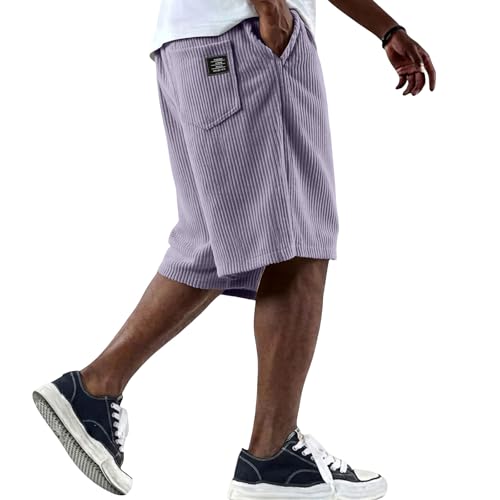lopmou Men's Corduroy Shorts Casual Lightweight Tactical Fashion Short Pant with Pockets Baggy Shorts Men Shores para Hombre