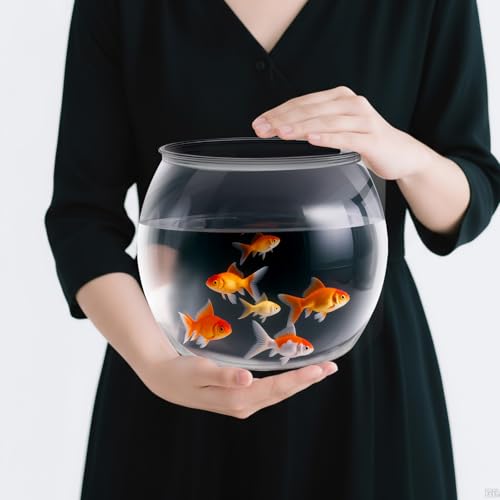 Geelin 1 Gallon Plastic Fish Tank Large Bowl Shatterproof with Crystal Clear Clarity for Terrarium,...