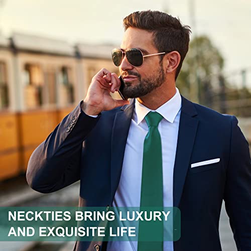 URAQT Herren Krawatten, Satin Elegant Krawatte 8 cm für Herren, Klassische Hochzeit Krawatte für Büro oder Festliche Veranstaltungen (Grün)
