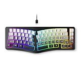 Zunate Kabelgebundene Ergonomische Tastatur, Geteilte Tastatur mit 69 Tasten und 7-Farben-Helligkeit, Komfortables Tippen für Computer-Desktop-Laptops