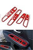 Dwindish Red ABS Interior Door Armrest Window Lift Button Cover Trim for Jeep Renegade 2015-2017