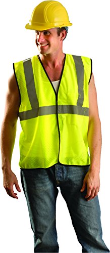 Occunomix Eco-Gc-Yl/Xl High Visibility Value Mesh Standard Hook & Loop Vest, Class 2, 100% Ansi Polyester Mesh, Large / X-Large, Yellow #TOP6
