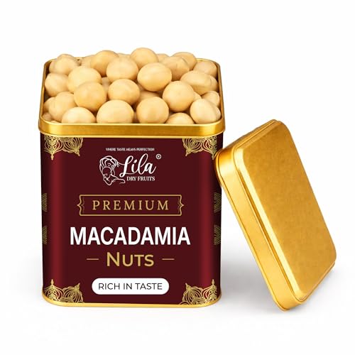 Image of LILA DRY FRUITS Macadamia Nuts 250 Grams Whole Crunchy Buttery Taste Healthy Snack Rich in Fiber Protein Energy Boosting Nut for Daily Diet Keto Friendly Dry Fruit Snack Perfect for Gifting