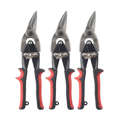 2025 New Aviation Snip Set, Left and Right Cut Regular Tin Cutting Shears (3pcs Red)