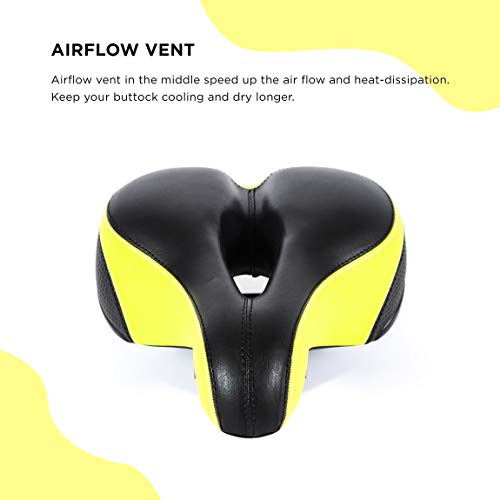 Ebikeling Green Bike Seat Dual Shock Absorbing Soft Comfortable Padded Bicycle Seat Cushion For Men Women Comfort - Memory Foam Universal Fit Bike Saddle For Exercise Outdoor Mountain Bikes #TOP3