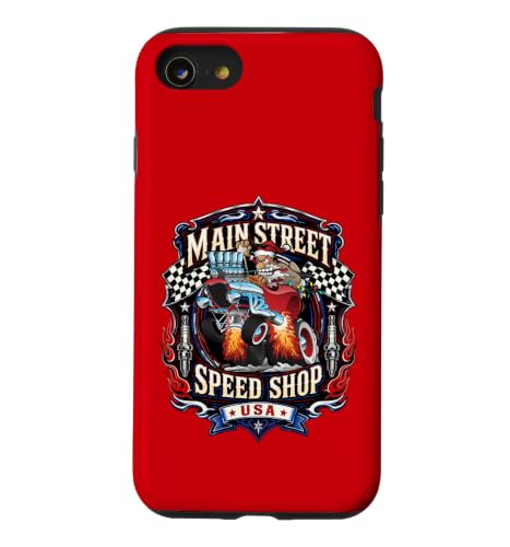Main Street Speed Shop USA �N���X�}�X �ʔ��� �T���^ �z�b�g���b�h �X�}�z�P�[�X iPhone SE (2020) / 7 / 8 �p