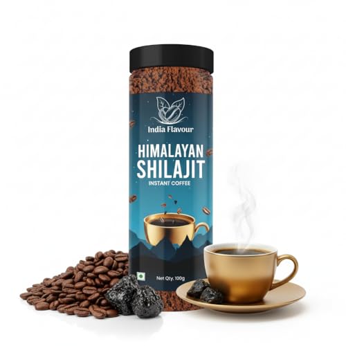 India Flavour Shilajit Instant Black Coffee – 30% Shilajit in 100g | Aromatic Hot & Cold Coffee, Good for Beginners, Energy & Stress Relief | 100g (Pack of 1)